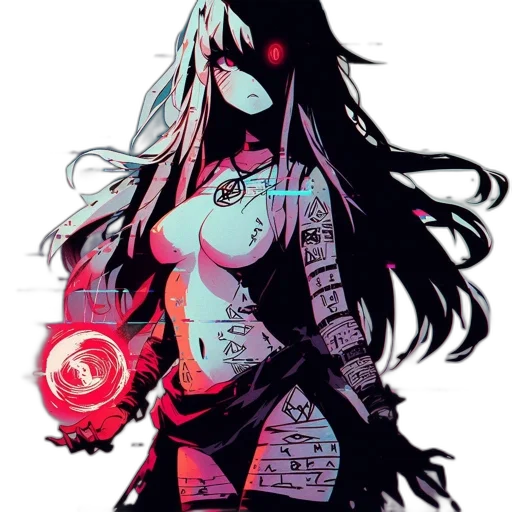 mask, dress, comic book art, cyberpunk transparent PNG cut-out