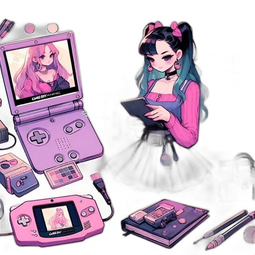 vaporwave, concept art, pixel art, anime transparent PNG cut-out