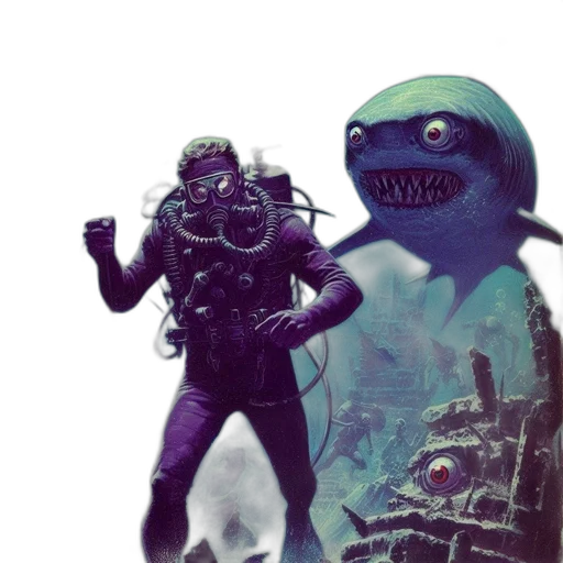 creature, robot, concept art, vaporwave transparent PNG cut-out