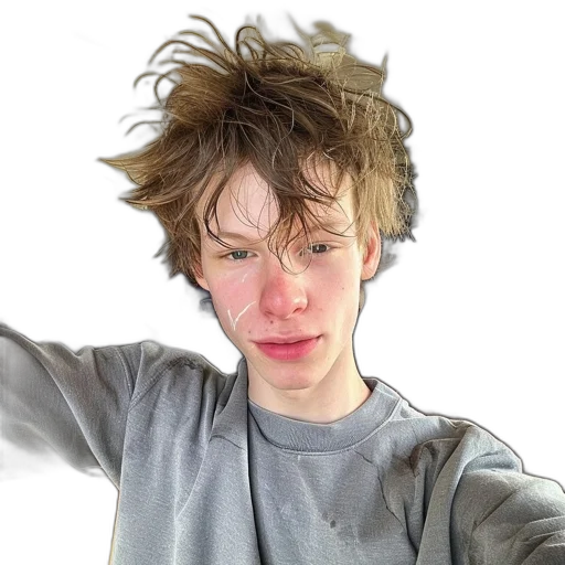 hair, jacket, face, creature transparent PNG cut-out