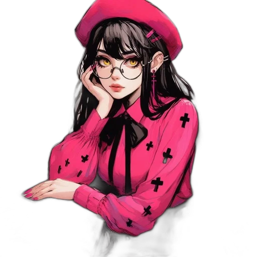 jacket, dress, hat, staff transparent PNG cut-out