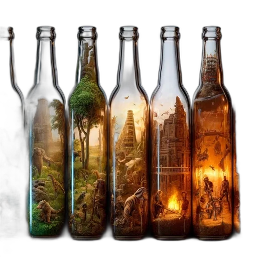 bottle, fantasy art, concept art, photorealistic transparent PNG cut-out