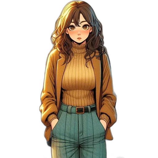 jacket, dress, staff, face transparent PNG cut-out