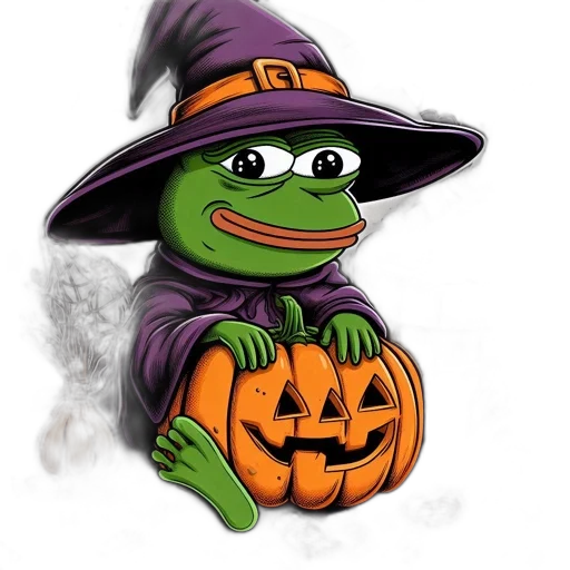 hat, green, witch-costumed, frog transparent PNG cut-out