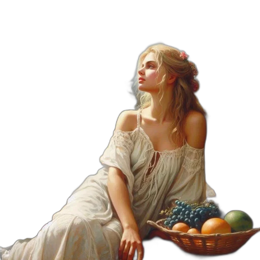 dress, jewelry, food, oil painting transparent PNG cut-out