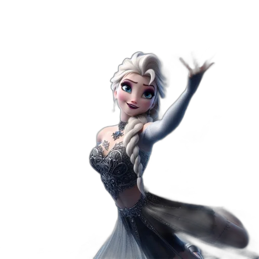 dress, face, crown, staff transparent PNG cut-out