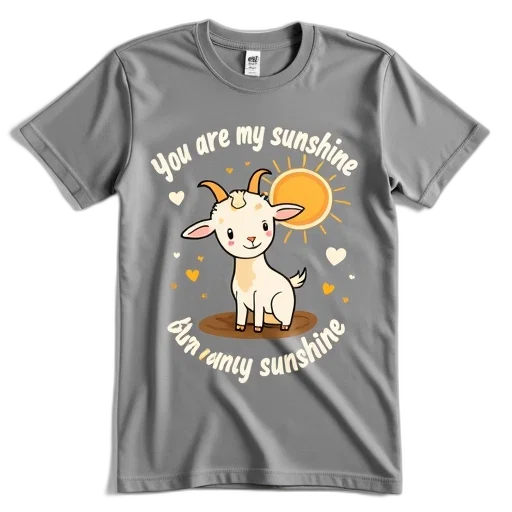 grey, t-shirt, cartoon, goat transparent PNG cut-out