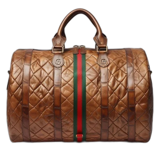 luxurious, brown, leather, bag transparent PNG cut-out