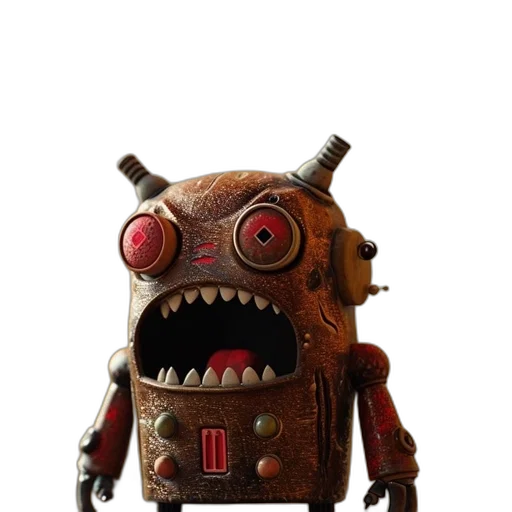 robot, creature, mask, staff transparent PNG cut-out