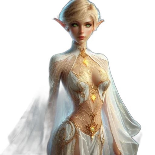 dress, jewelry, staff, fantasy art transparent PNG cut-out