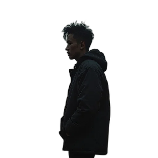 jacket, face, staff, creature transparent PNG cut-out
