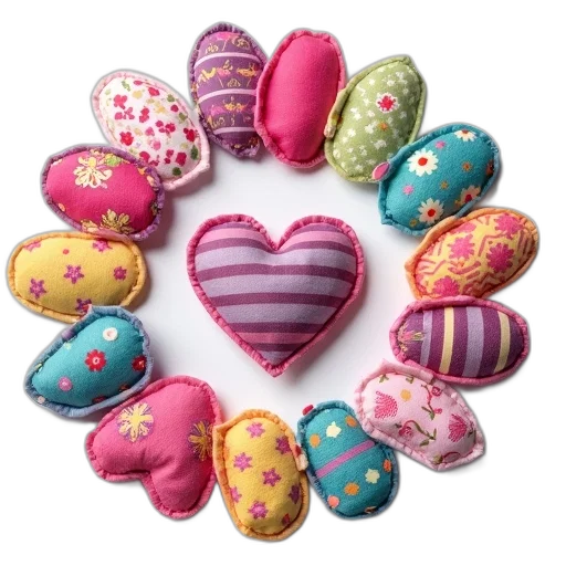 collection, colorful, heart-shaped, egg-shaped transparent PNG cut-out