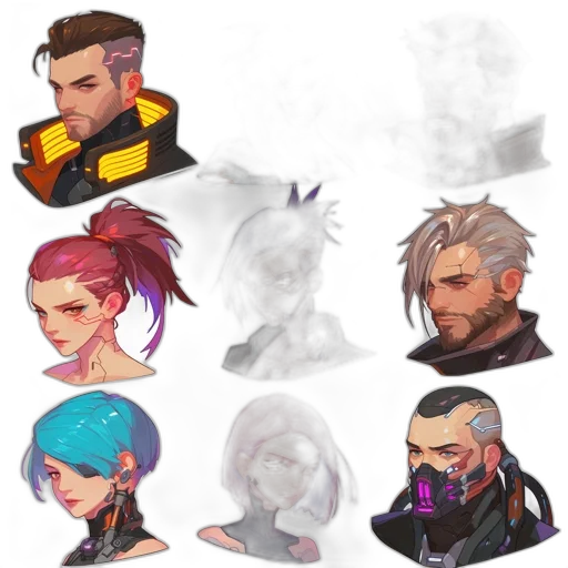 concept art, cyberpunk, pixel art, fantasy art transparent PNG cut-out