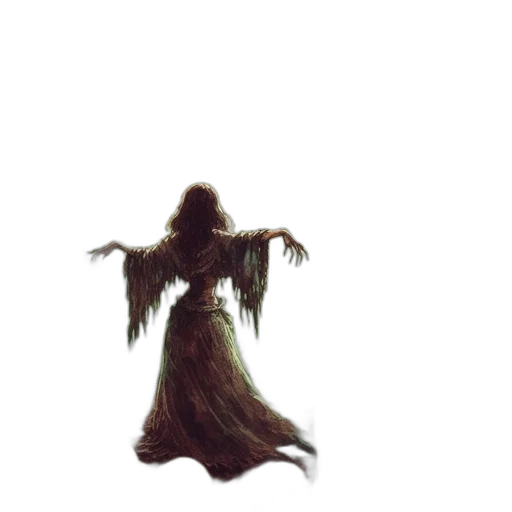 creature, dress, staff, hair transparent PNG cut-out