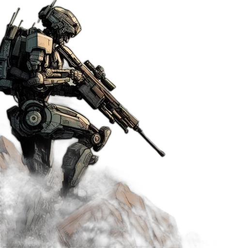 robot, weapon, concept art, pixel art transparent PNG cut-out