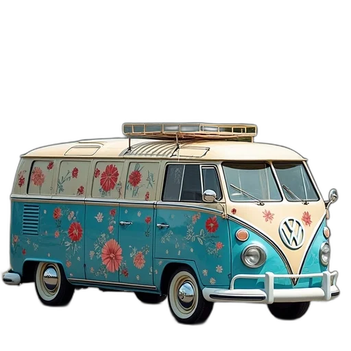 car, floral, blue, print transparent PNG cut-out