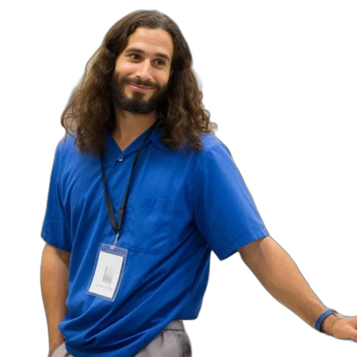 staff, hair, jacket, robot transparent PNG cut-out