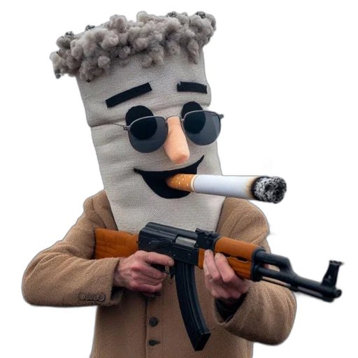 weapon, staff, jacket, robot transparent PNG cut-out