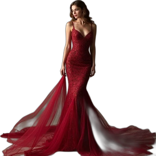 dress, photorealistic, red, latest transparent PNG cut-out