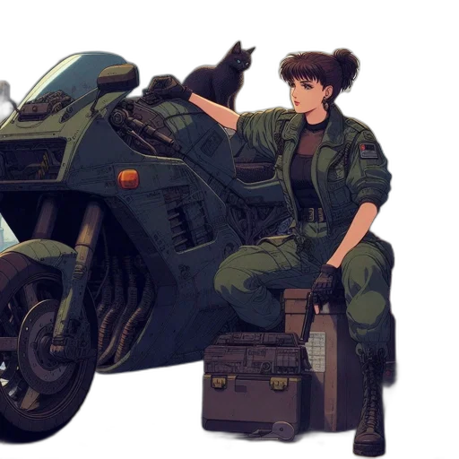 weapon, jacket, car, concept art transparent PNG cut-out
