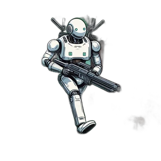 robot, weapon, staff, jacket transparent PNG cut-out