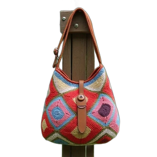 shoes, crocheted, handbag, colorful transparent PNG cut-out