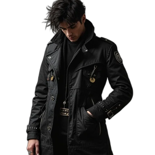 jacket, cyberpunk, photorealistic, dark transparent PNG cut-out