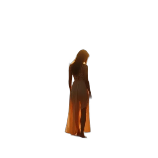 dress, staff, hair, creature transparent PNG cut-out