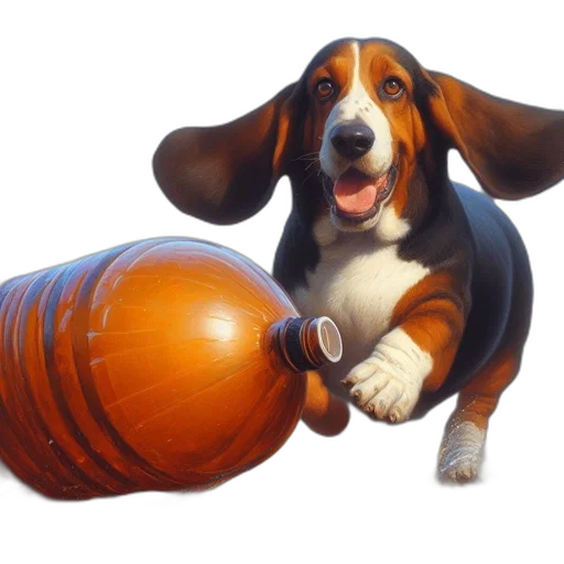 animal, photorealistic, exuberant, basset transparent PNG cut-out