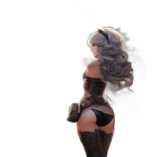 dress, hair, staff, mask transparent PNG cut-out