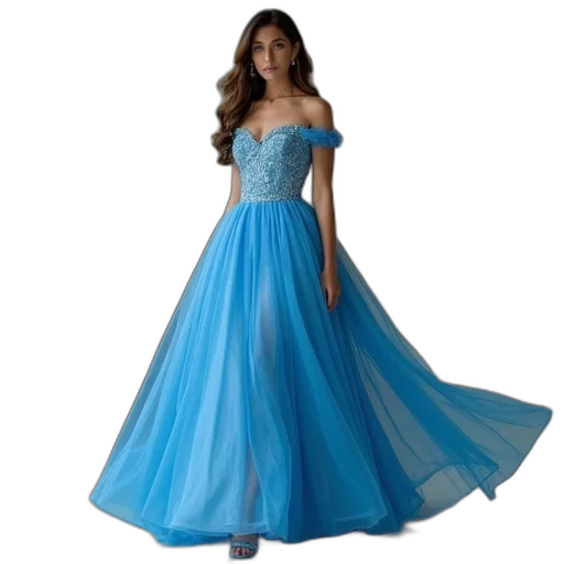 dress, blue, princess, eugen transparent PNG cut-out