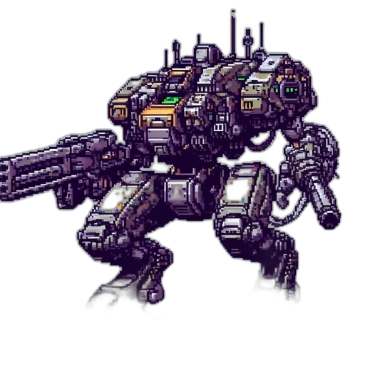 robot, weapon, pixel art, concept art transparent PNG cut-out