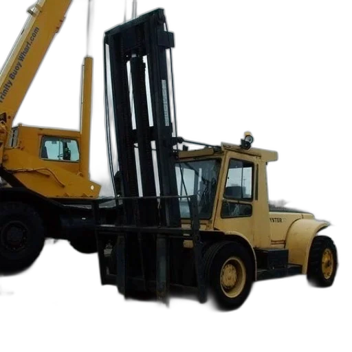 3d render, yellow, forklift, parked transparent PNG cut-out