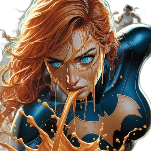 comic book art, concept art, woman, red transparent PNG cut-out