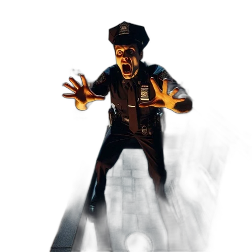 jacket, staff, robot, creature transparent PNG cut-out