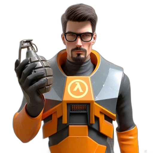jacket, staff, weapon, robot transparent PNG cut-out