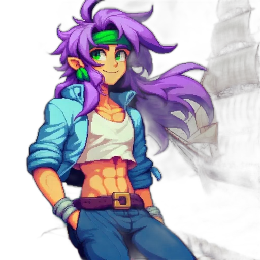 jacket, staff, pixel art, concept art transparent PNG cut-out