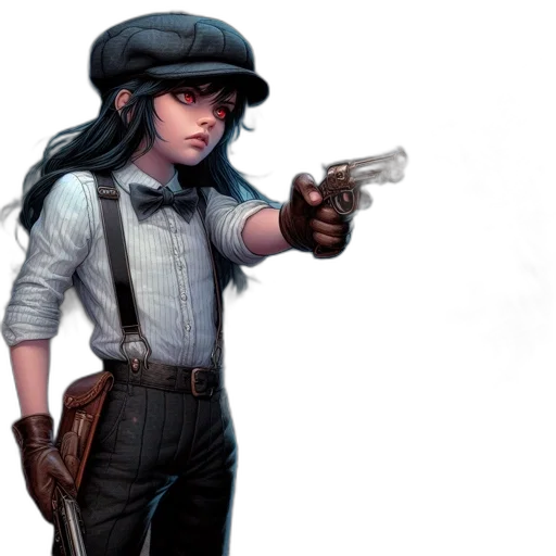 weapon, hat, staff, jacket transparent PNG cut-out