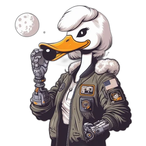 jacket, robot, staff, pixel art transparent PNG cut-out