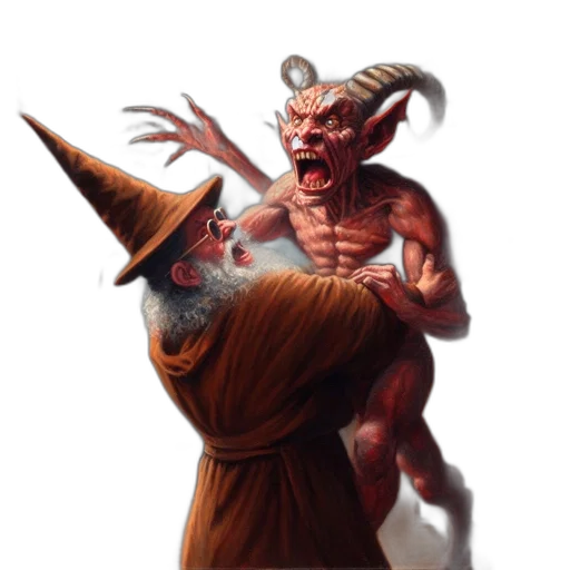 creature, dragon, hat, staff transparent PNG cut-out