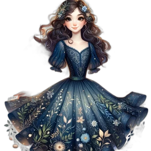 dress, crown, jewelry, fantasy art transparent PNG cut-out