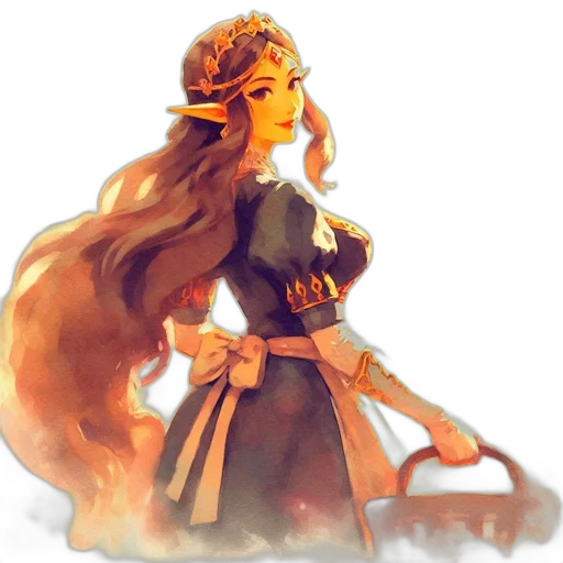 dress, staff, sword, crown transparent PNG cut-out