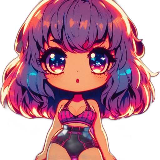 anime, pixel art, vaporwave, cyberpunk transparent PNG cut-out
