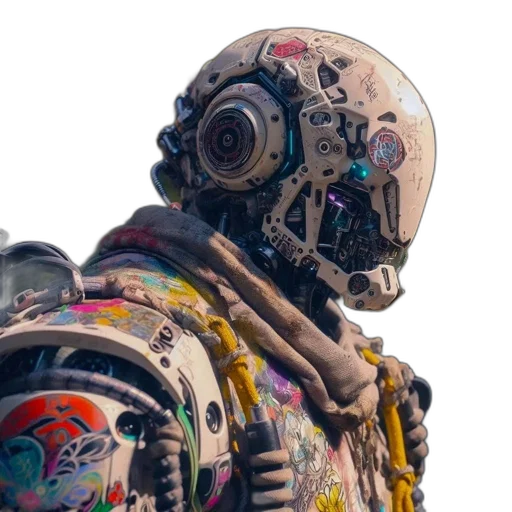 robot, mask, jacket, face transparent PNG cut-out