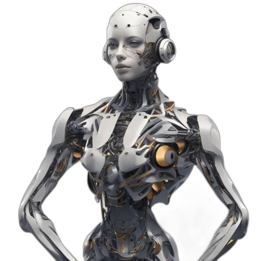 robot, concept art, cyberpunk, 3d render transparent PNG cut-out