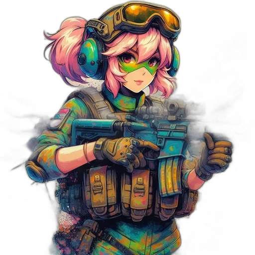 weapon, jacket, robot, face transparent PNG cut-out
