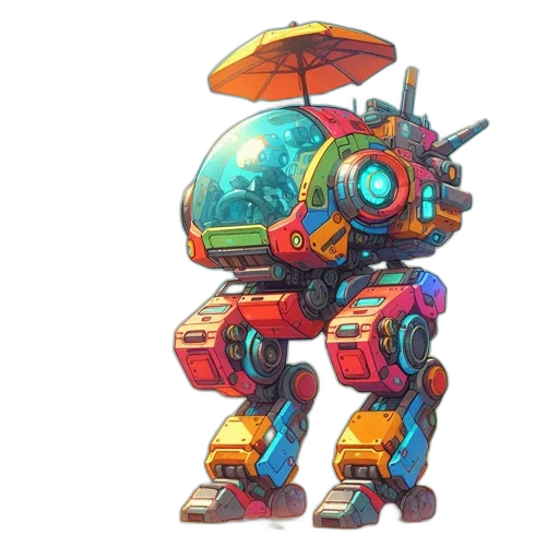 robot, weapon, concept art, pixel art transparent PNG cut-out