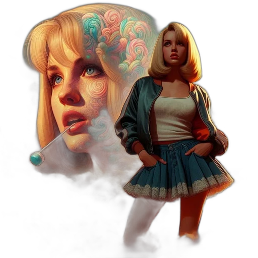jacket, dress, face, concept art transparent PNG cut-out