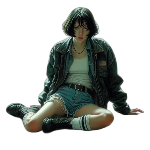 jacket, creature, face, weapon transparent PNG cut-out