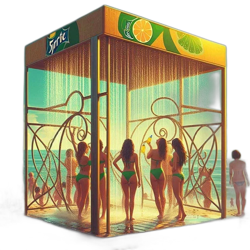 concept art, 3d render, beach, rain transparent PNG cut-out